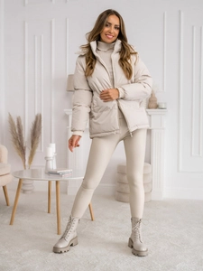 Dam Quiltad Lättviktsjacka med huva Beige Bolf 5M3169