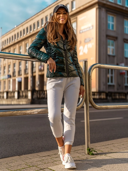 Dam Quiltad Lättviktsjacka med huva Grön Bolf B9753