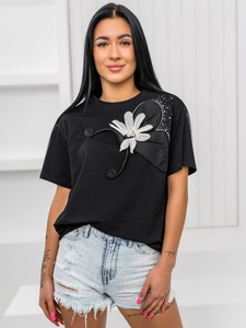 Dam T-shirt med tryck Svart Bolf 96T633