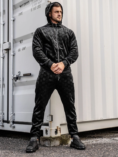 Herr Velour Träningsoverall Svart Bolf 3B113A2