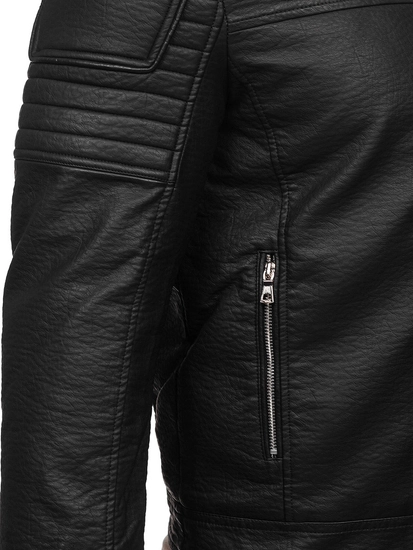 Herr Skinnjacka Bikermodell med päls Svart Bolf 11Z8013