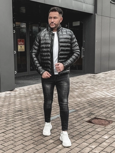 Herr Quiltad Skinnvinterjacka Svart Bolf 0021