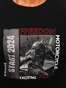 Herr Bomulls T-shirt med tryck Svart Bolf MPO3475