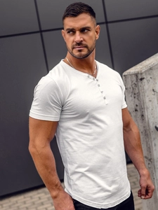 Herr Basic V-ringad T-shirt Vit Bolf 4049A