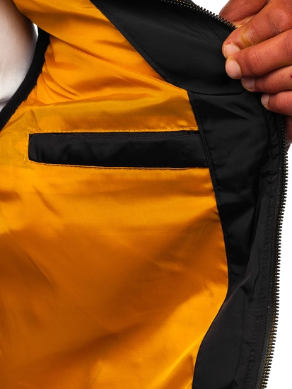 Herr Varm Quiltad Väst med huva Svart Bolf 7129