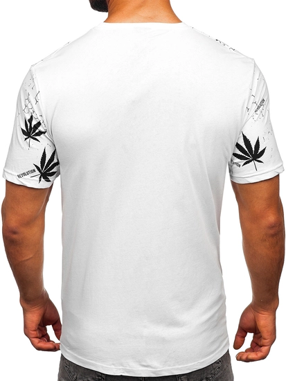Herr Bomulls T-shirt med tryck Vit Bolf 14744