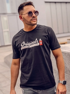 Herr Bomulls T-shirt med tryck Svart Bolf 14780A