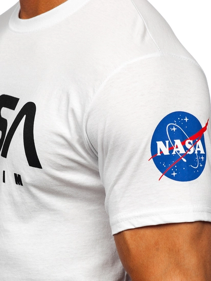 Herr BomullsT-shirt med tryck Vit Bolf 14401