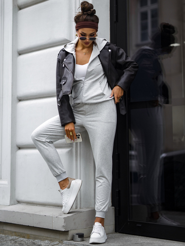 Dam 2-delad Träningsoverall med huva Melerad Bolf 821110