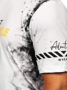 Herr Bomulls T-shirt med tryck Vit Bolf 11003