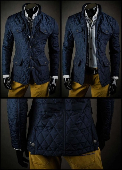 Herr Elegant Quiltad Jacka Marinblå Bolf 802A