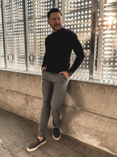 Herr Bomulls Chinos Grafitgrå Bolf 0042