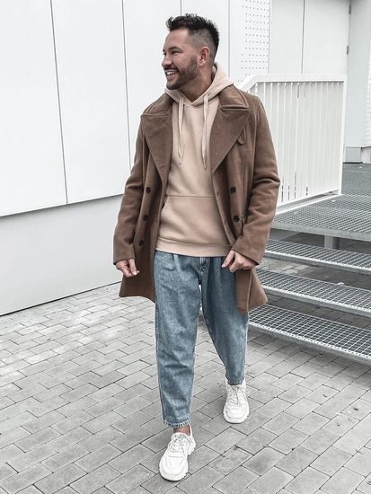 Herr Dubbelknäppt Vinterrock med hög krage Svart Bolf 1048B