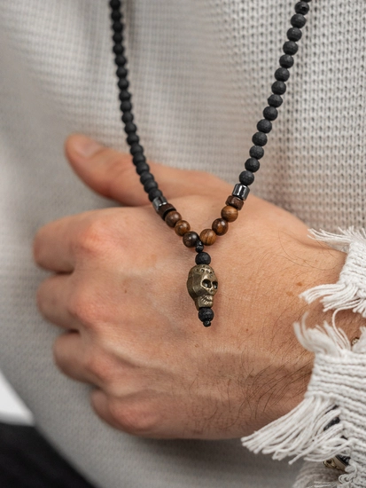 Herr Pärlhalsband Svart Bolf TT5502