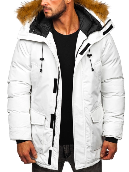 Herr Vinterparkas Vit Bolf 1173