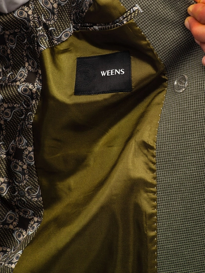 Herr Dubbelbröstad Elegant Kavaj Grön Bolf 005