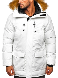 Herr Vinterparkas Vit Bolf 1173