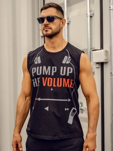 Herr Linne med tryck Svart Bolf 14815A