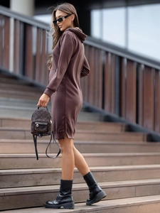 Dam sportig klänning med huva smör Choklad Bolf 523