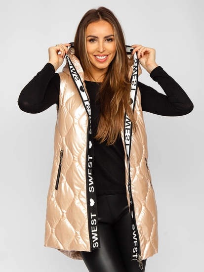 Dam Lång Quiltad Väst Beige Bolf B8103