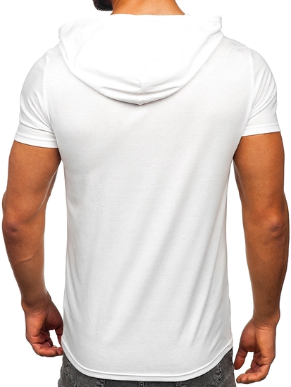 Herr T-shirt med tryck och huva Vit Bolf 8T979