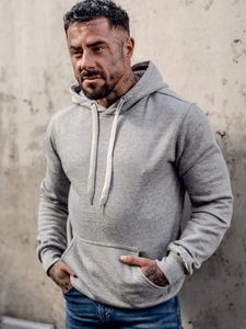 Herr Huvtröja och känguruficka Grå Bolf MB001A