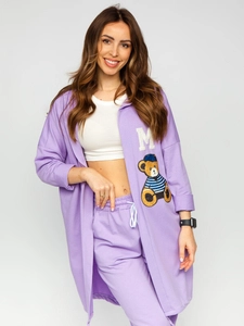 Dam Lång Huvtröja med dragkedja Violett Bolf 81716