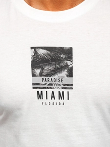 Herr Bomulls T-shirt med tryck Vit Bolf MPO3500