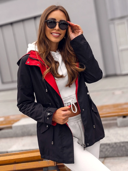 Dam Lättvikts Vändbar Parkas med huva Svart Bolf 16M9081A