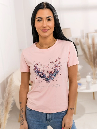 Dam T-shirt med tryck Rosa Bolf 95T2523