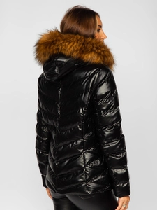 Dam Quiltad Vinterjacka med huva Svart-Brun Bolf 5M773