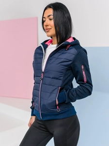 Dam Quiltad Lättviktsjacka med huva Marinblå Bolf KSW4001