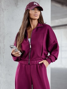 Dam 2-delad Träningsoverall med dragkedja och smör Vinröd Bolf 821109