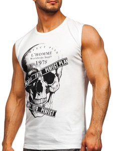 Herr Linne med tryck Vit Bolf 14807