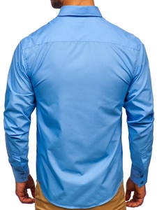 Herr Elegant Långärmad Skjorta Himmelsblå Bolf 0926