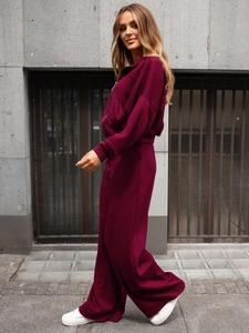 Dam 2-delad Träningsoverall med dragkedja och smör Vinröd Bolf 821109