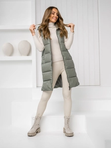 Dam Lång Quiltad Väst Grön Bolf R8212