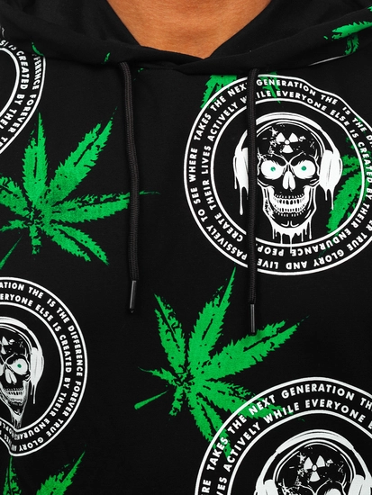 Herr Huvtröja med tryck Svart Bolf 6424