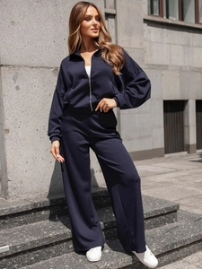 Dam 2-delad Träningsoverall med dragkedja och smör Marinblå Bolf 821109