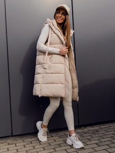 Dam Lång Quiltad Oversize Väst Beige Bolf 81276