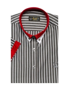 Herr Elegant Rutig Kortärmad Skjorta Grå Bolf 4501