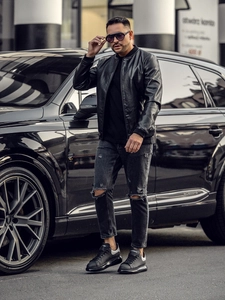 Herr Skinnjacka Bomber Svart Bolf 6803A