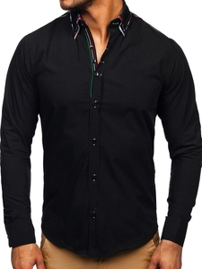 Herr Elegant Långärmad Skjorta Svart Bolf 2705