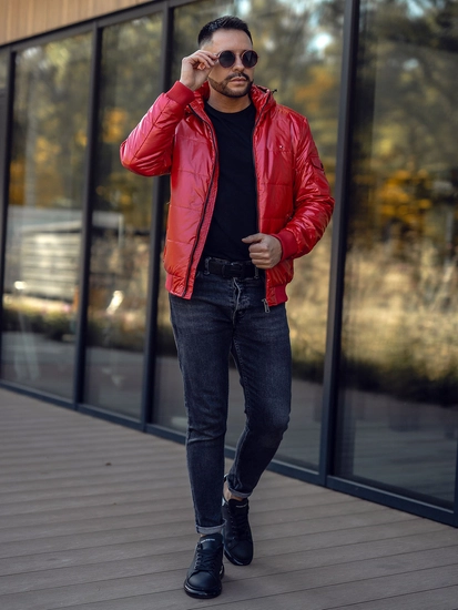 Herr Quiltad sportig Lättviktsjacka Röd Bolf 2143