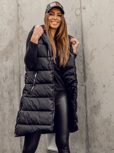 Dam Lång Quiltad Väst Svart Bolf 81261A