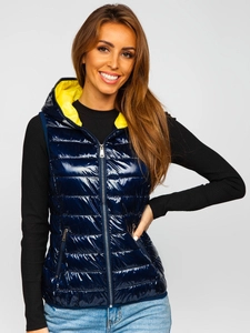 Dam Quiltad Väst med huva Marinblå Bolf R9549