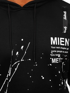 Herr Huvtröja med tryck Svart Bolf LJ0586A