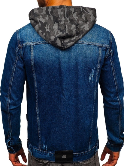 Herr Jeansjacka med luva Marinblå Bolf RB9824-1