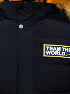 Herr Lång Quiltad Vinterjacka Marinblå Bolf 6477