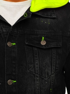 Herr Jeansjacka med huva Svart Bolf 1-2